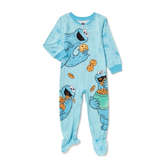 Sesame Street Pajamas Sesame Street Blue Cookie Monster Footed